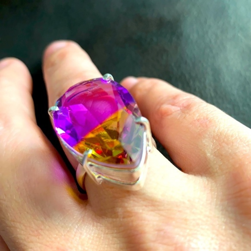 Tourmaline sterling silver statement ring size 8.5